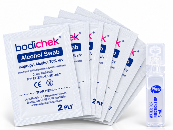 Alcohol Swabs and Water for injection